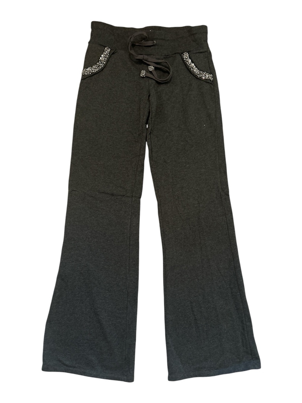 Twisted Heart  Women’s Sweatpants charcoal Size Small Rhinestone Wide Leg